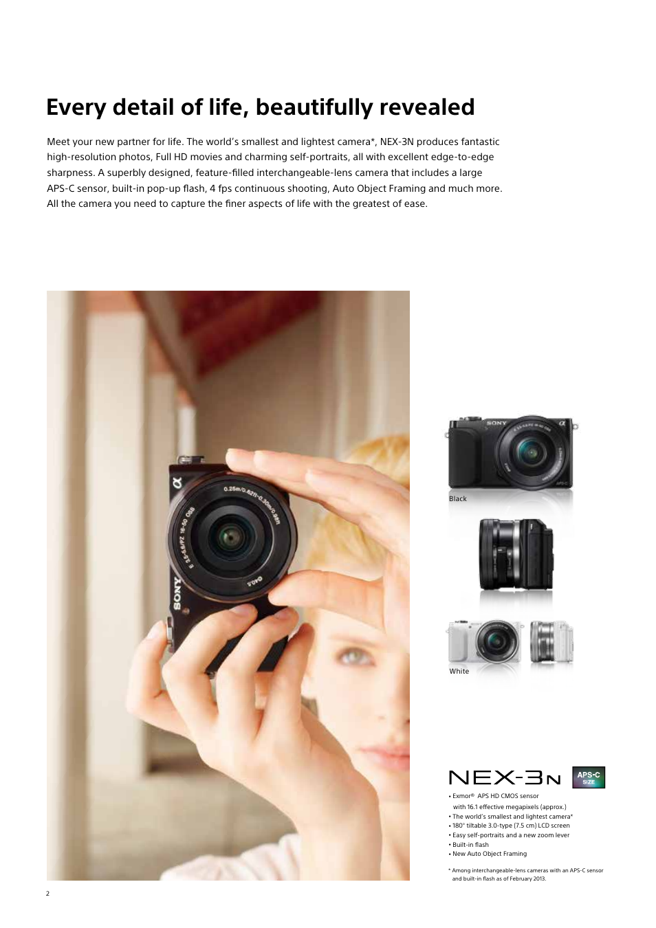 Every detail of life, beautifully revealed | Sony NEX-3NL User Manual | Page 2 / 16
