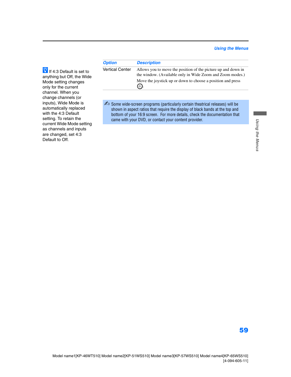 Sony KP-57WS510 User Manual | Page 59 / 83