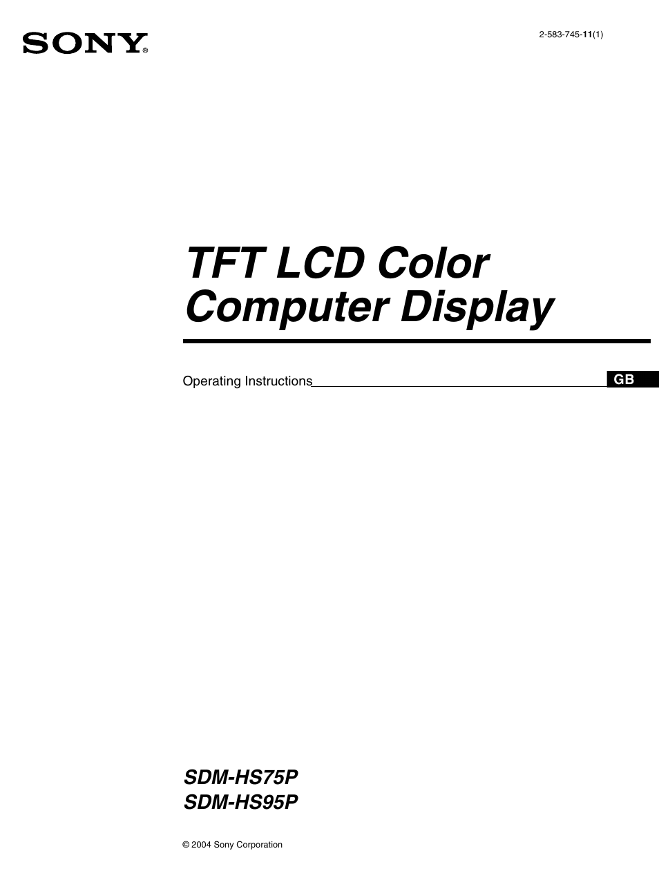 Sony SDM-HS95PS User Manual | 20 pages