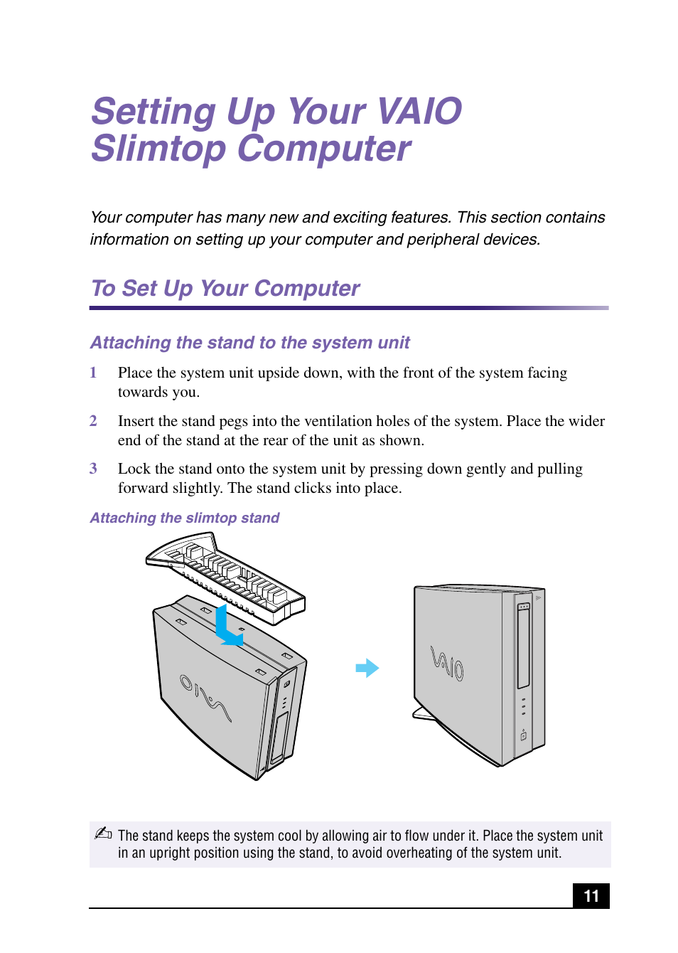 Setting up your vaio slimtop computer | Sony PCV-LX920 User Manual | Page 11 / 56