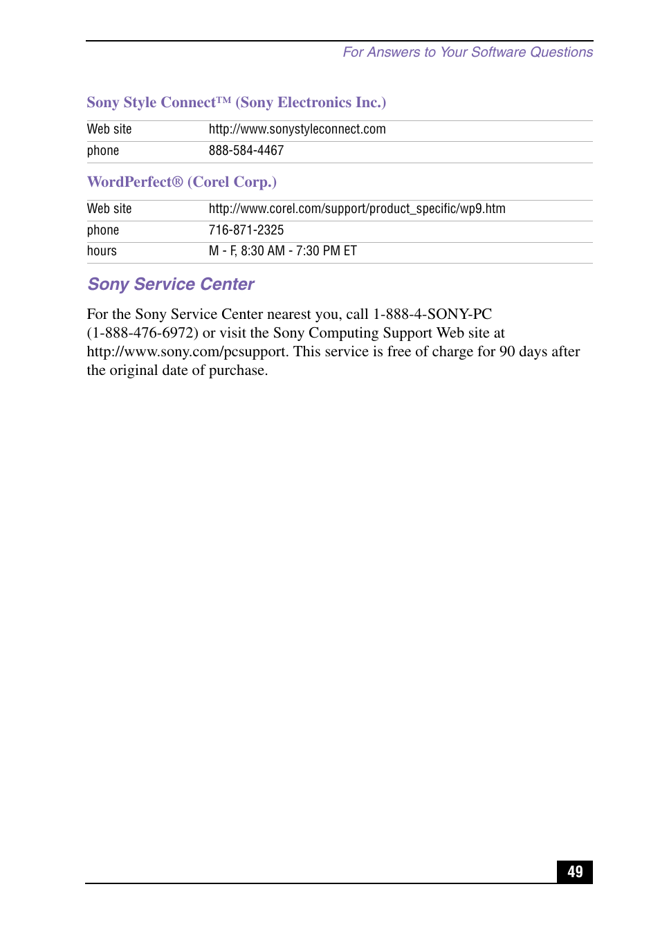 Sony service center | Sony PCV-LX920 User Manual | Page 49 / 56