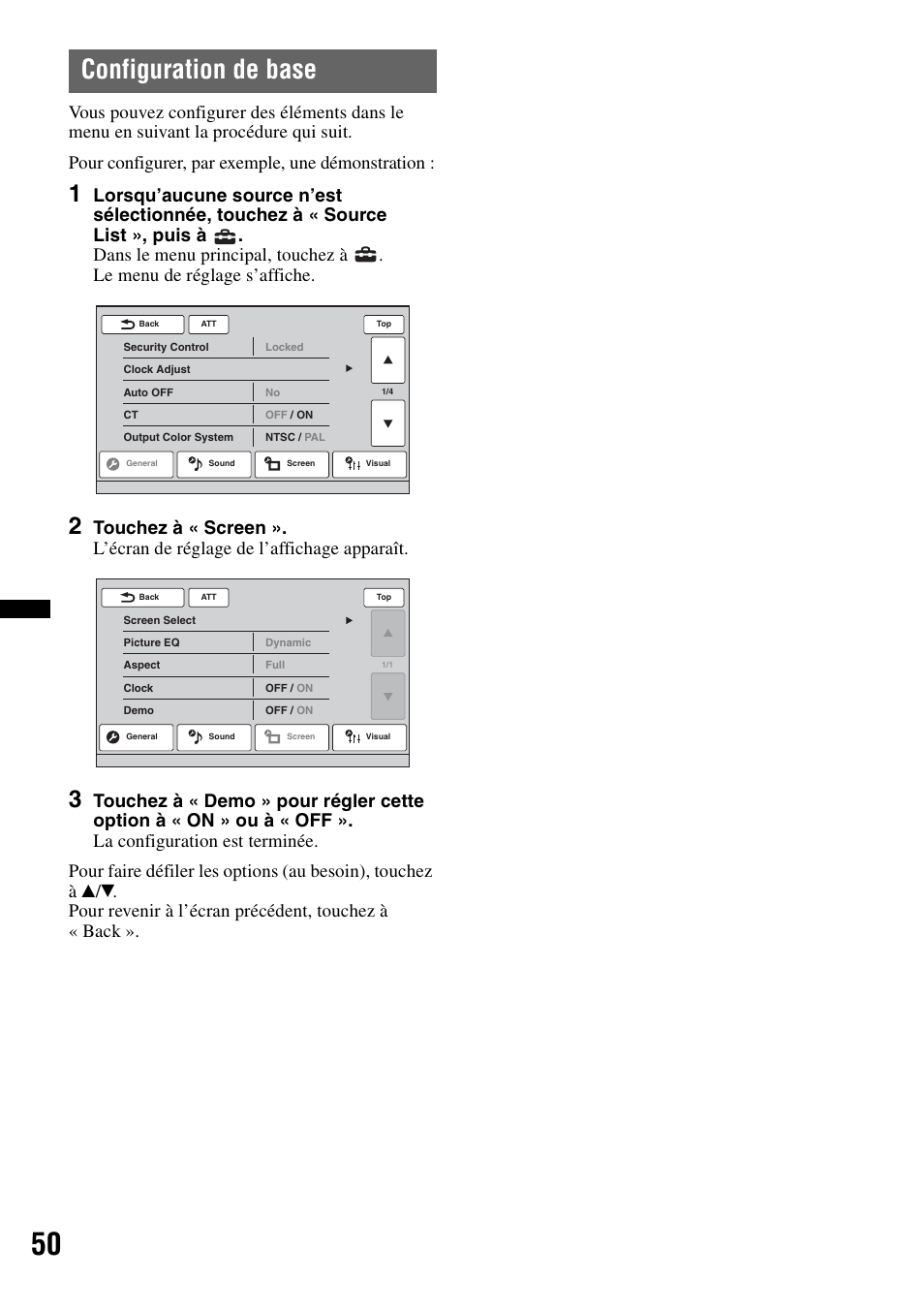 Configuration de base | Sony XAV-72BT User Manual | Page 122 / 228