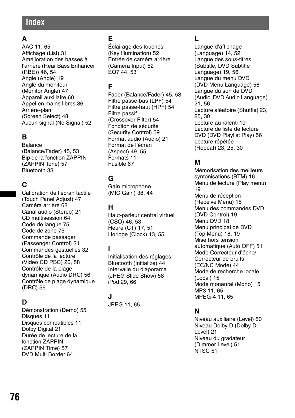 Index | Sony XAV-72BT User Manual | Page 148 / 228