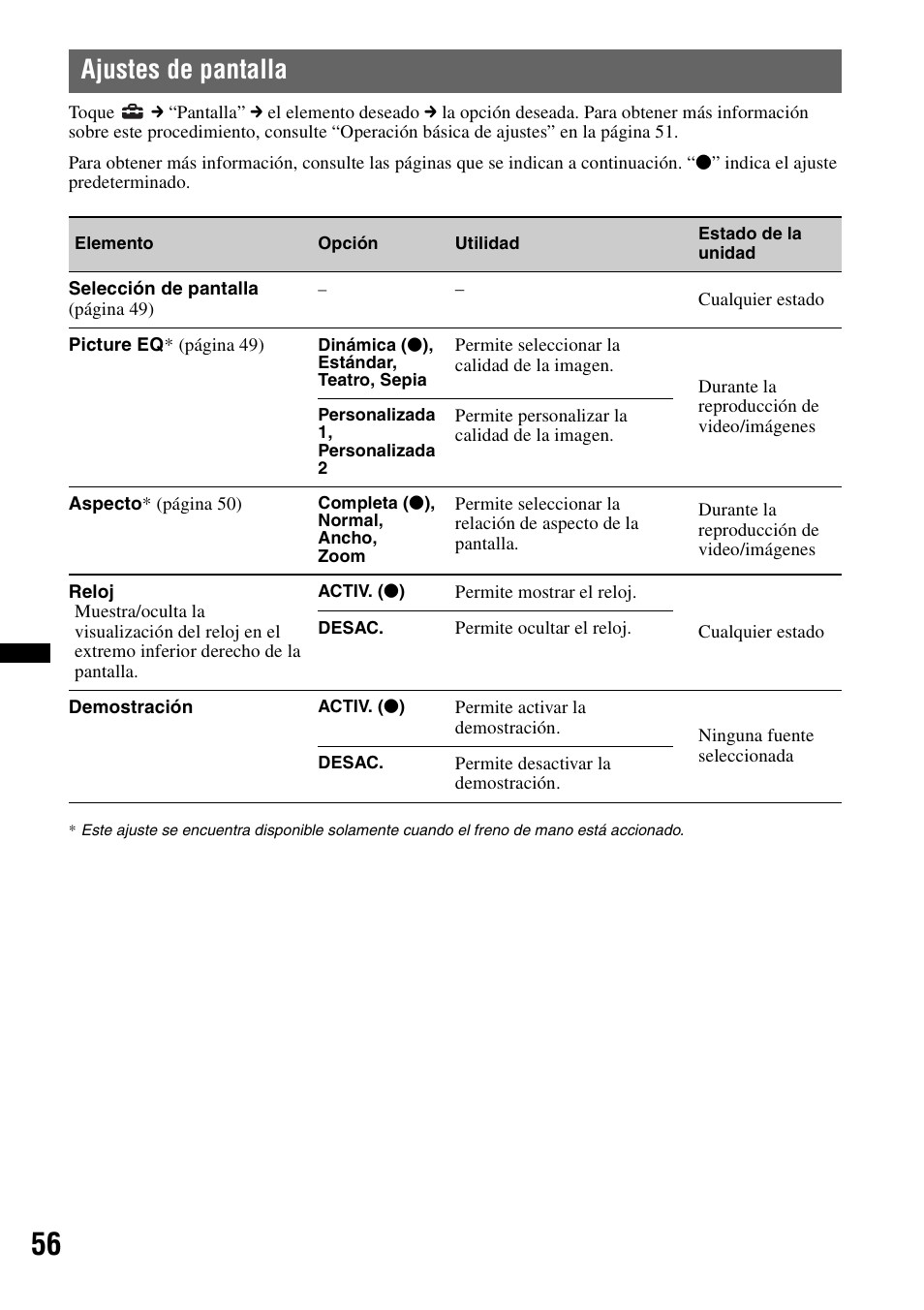 Ajustes de pantalla | Sony XAV-72BT User Manual | Page 204 / 228