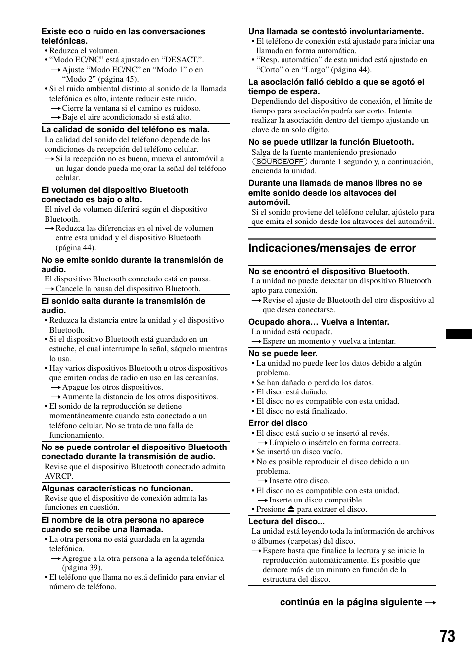 Indicaciones/mensajes de error | Sony XAV-72BT User Manual | Page 221 / 228