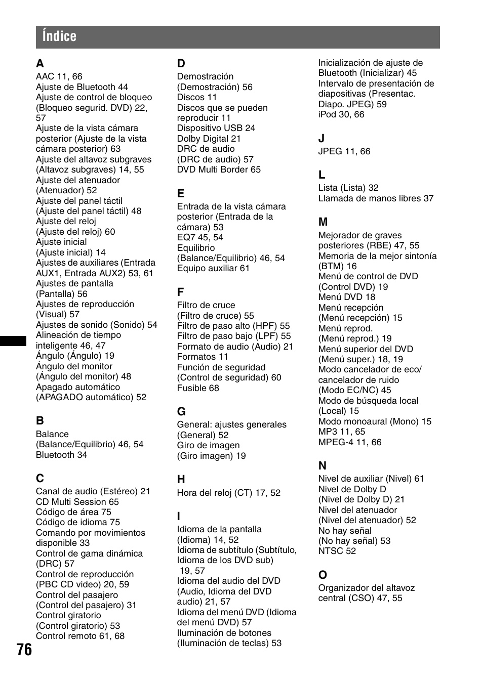 Índice | Sony XAV-72BT User Manual | Page 224 / 228