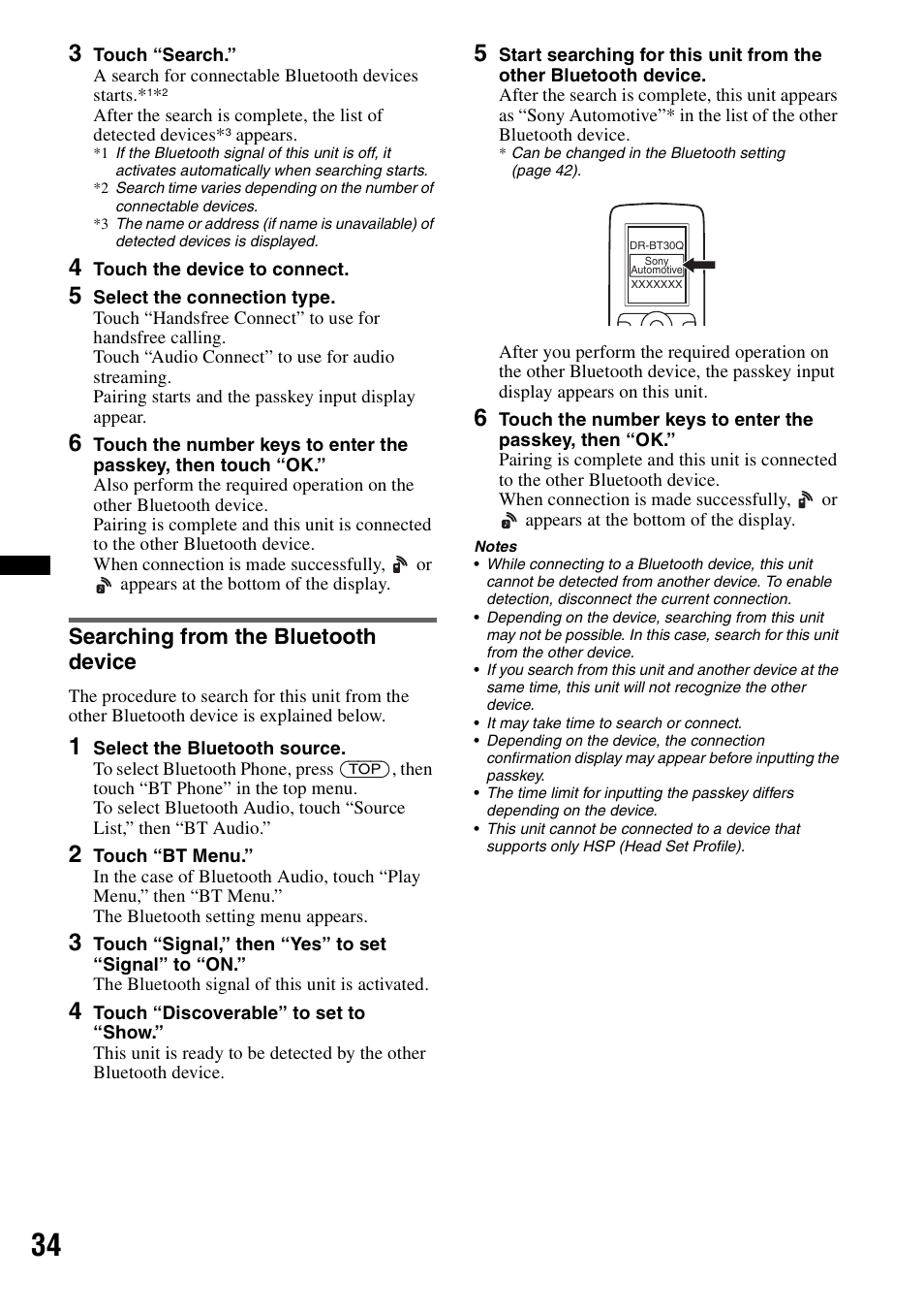 Searching from the bluetooth device | Sony XAV-72BT User Manual | Page 34 / 228