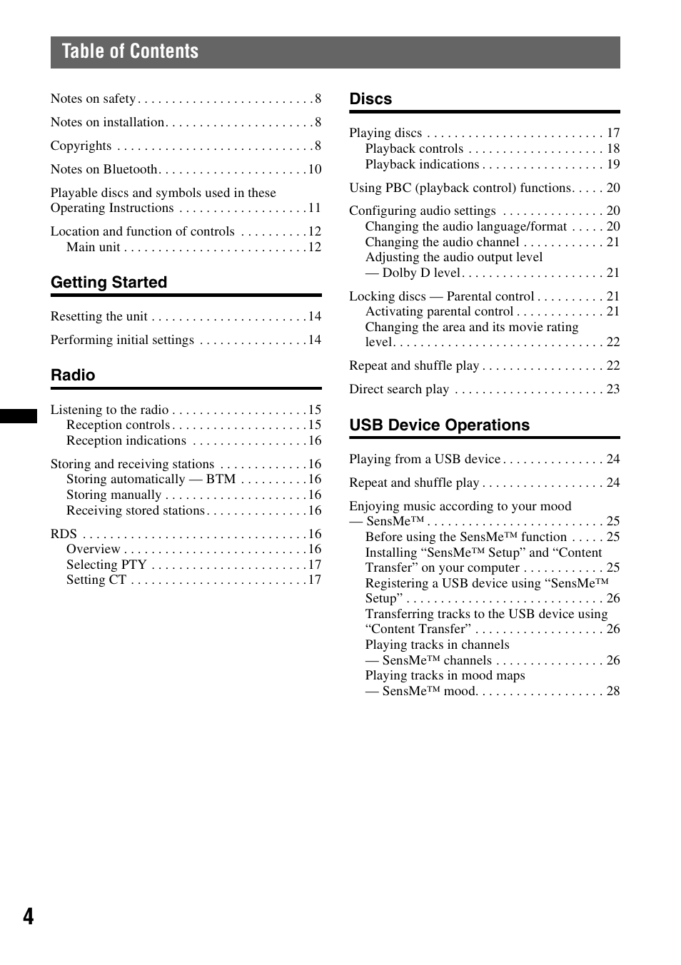 Sony XAV-72BT User Manual | Page 4 / 228