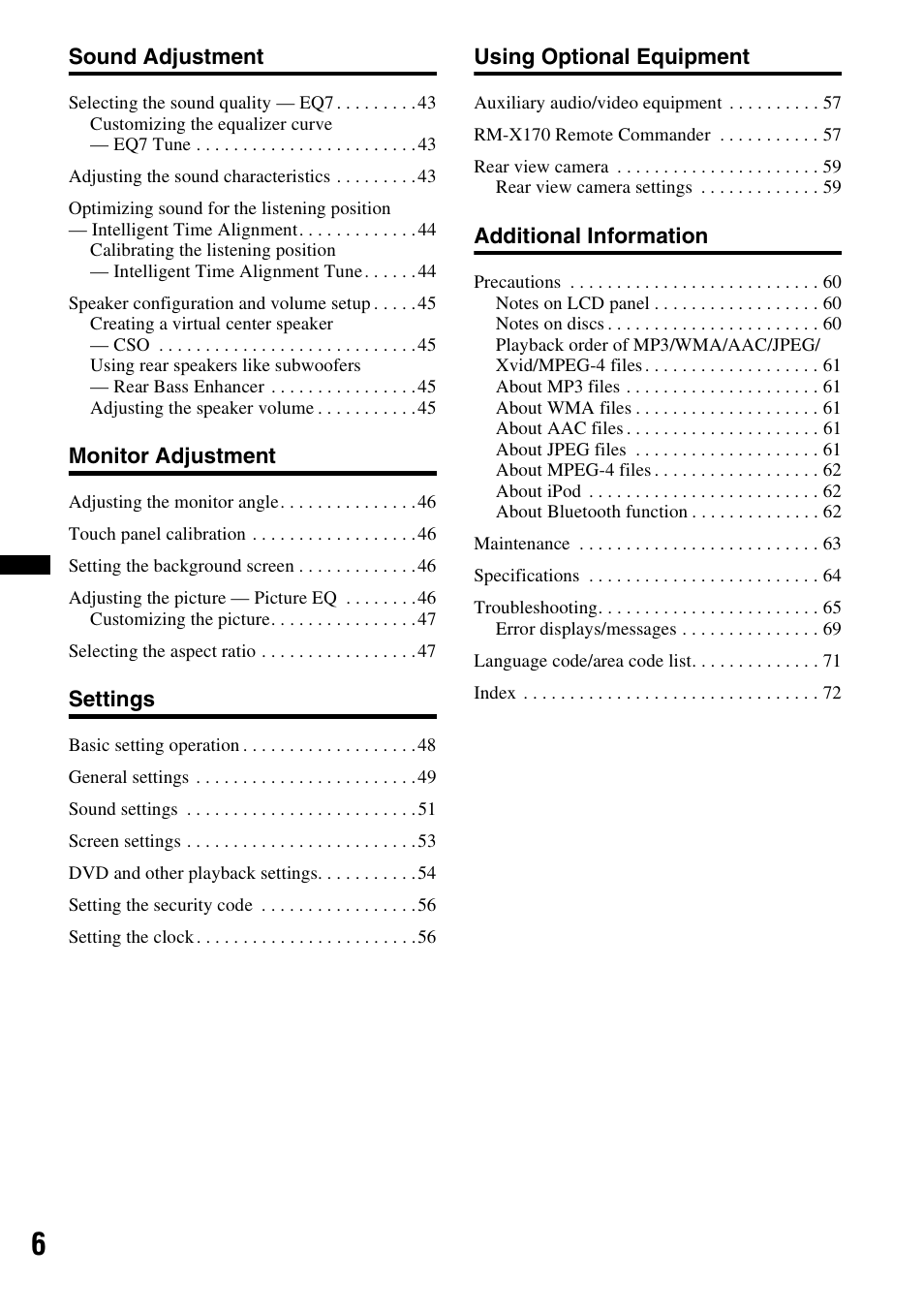 Sony XAV-72BT User Manual | Page 6 / 228