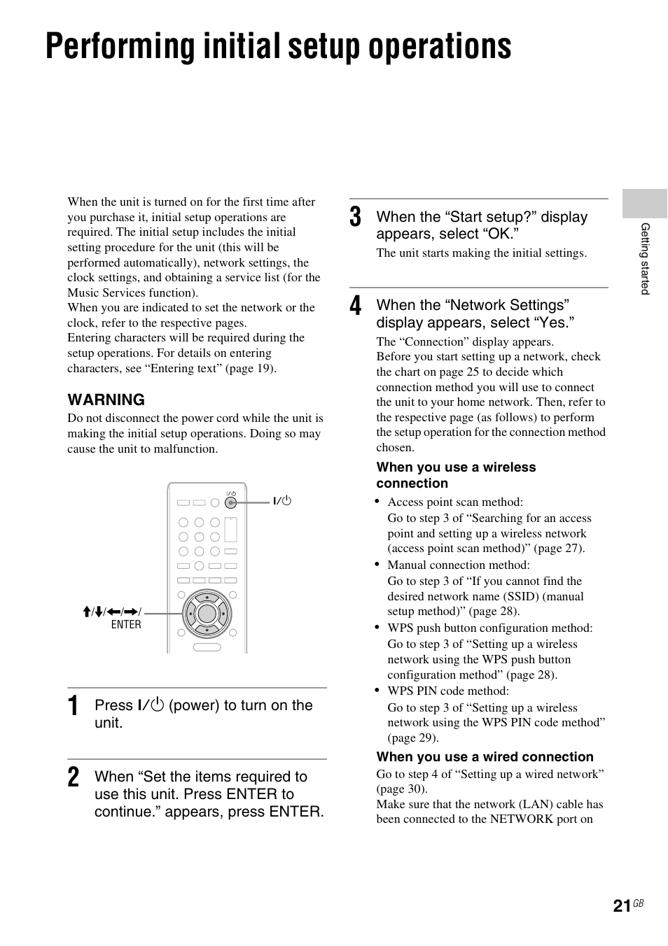 Performing initial setup operations | Sony NAS-SV20i User Manual | Page 21 / 95