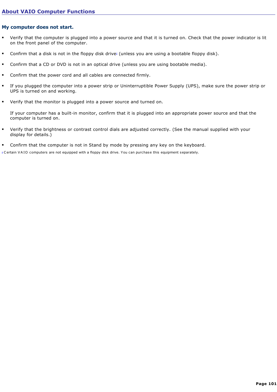About vaio computer functions | Sony VGC-V520G User Manual | Page 101 / 157