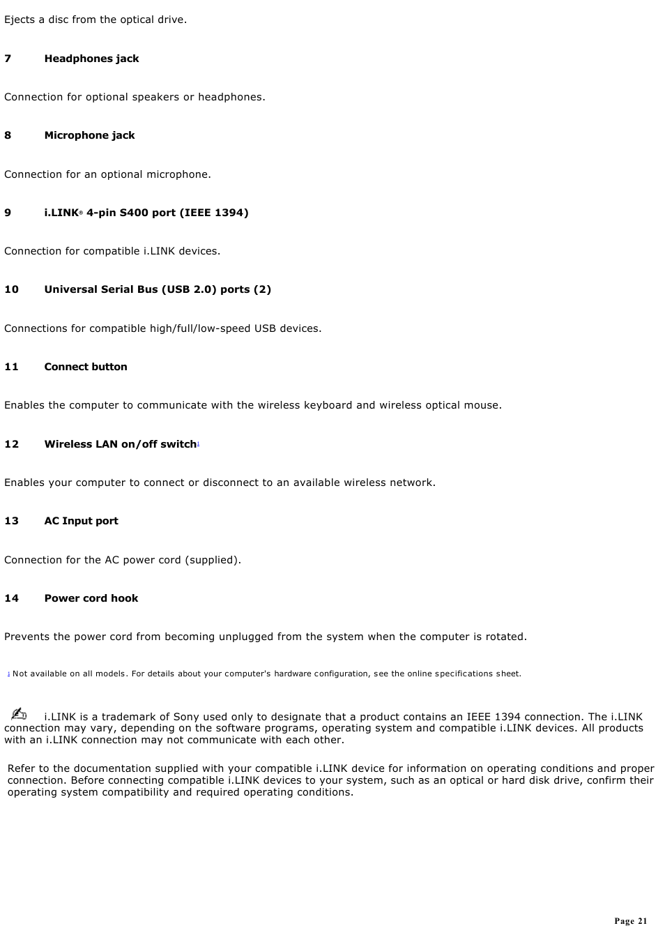 Sony VGC-V520G User Manual | Page 21 / 157