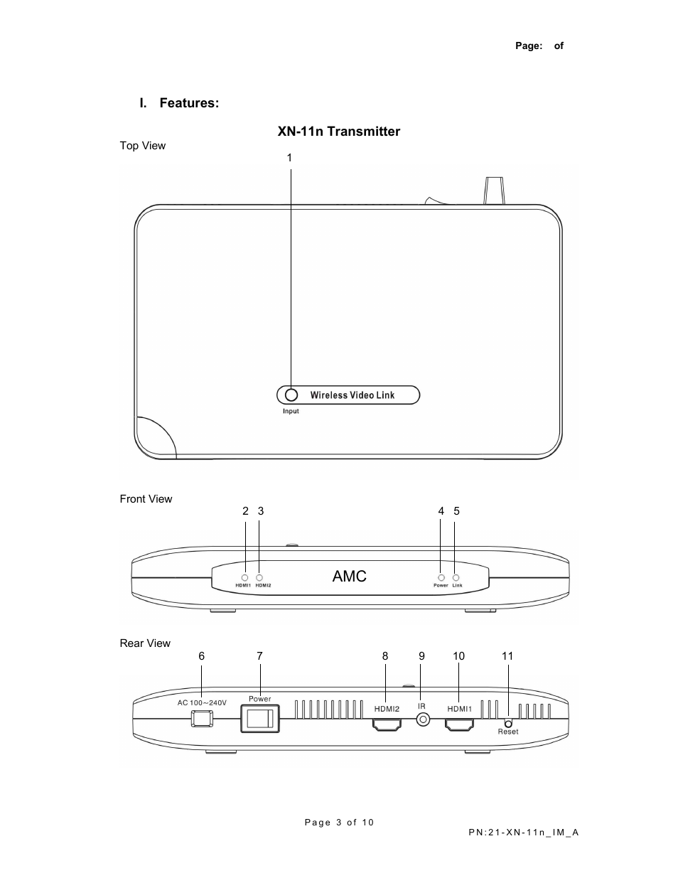 AMC Wireless HDMI Video Link XN-11n User Manual | Page 3 / 10