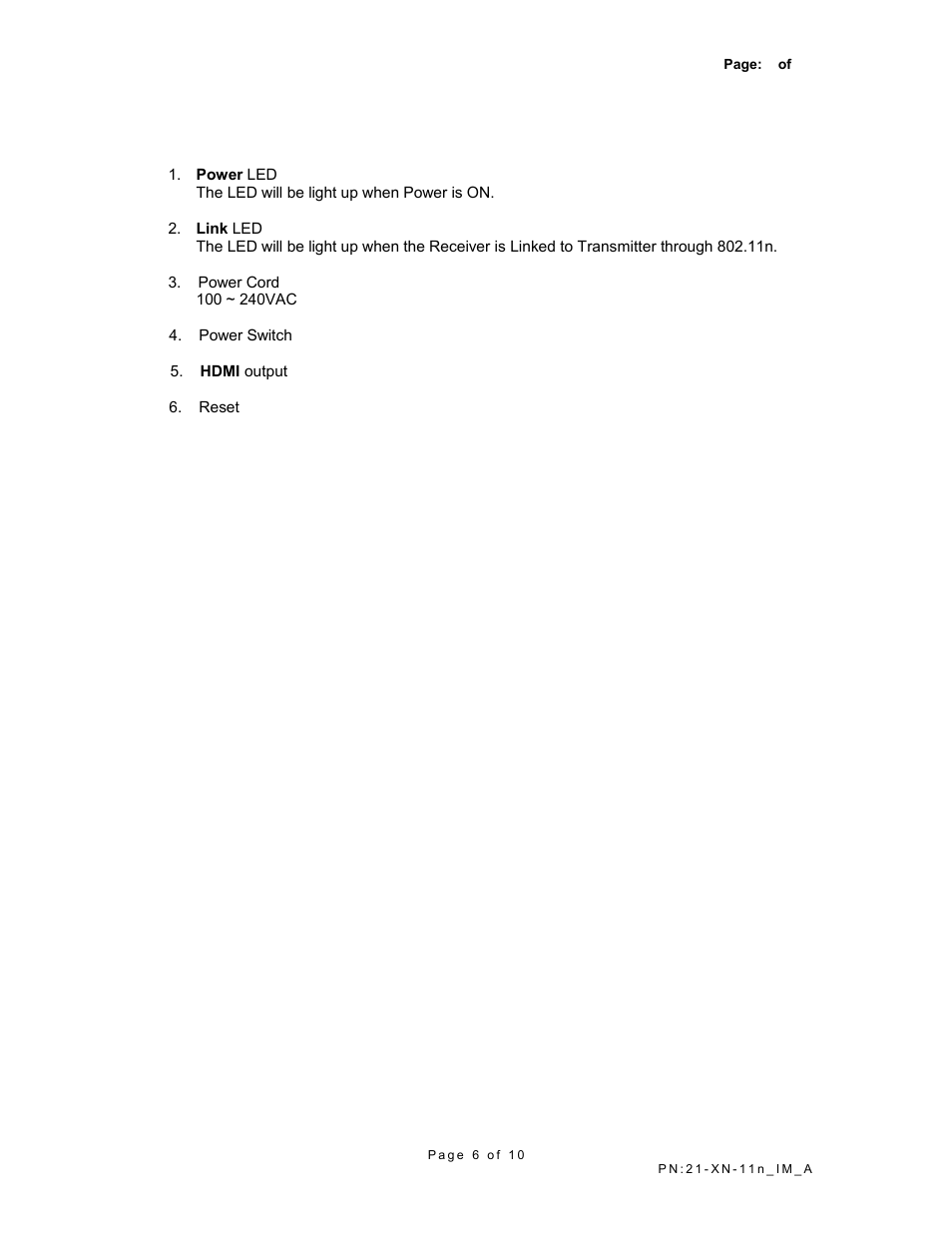 AMC Wireless HDMI Video Link XN-11n User Manual | Page 6 / 10
