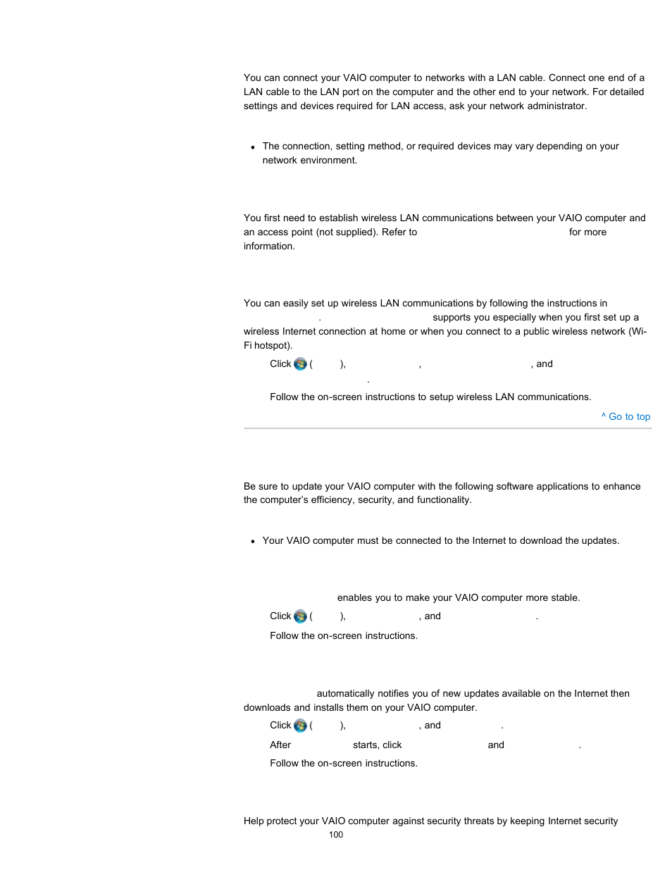 Updating your vaio computer | Sony SVT13118FXS User Manual | Page 100 / 345