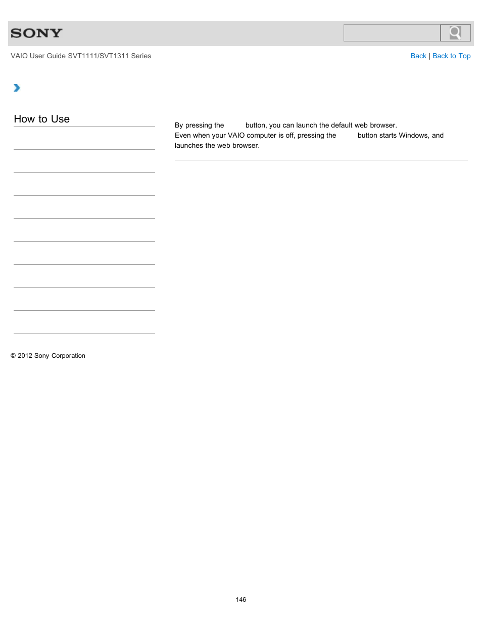 Launching the web browser (web button), Details, How to use | Sony SVT13118FXS User Manual | Page 146 / 345