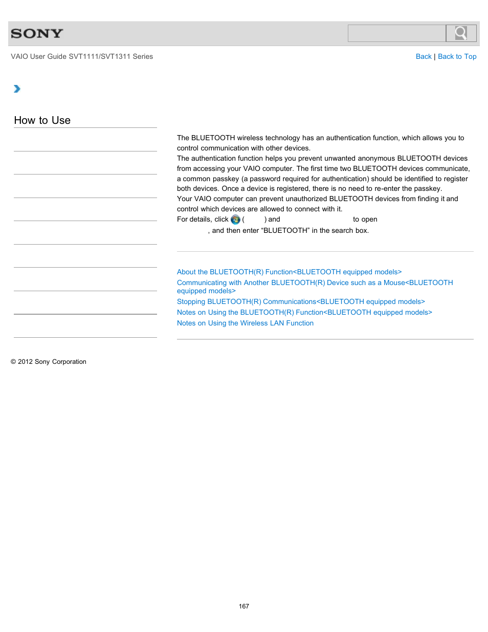 How to use | Sony SVT13118FXS User Manual | Page 167 / 345