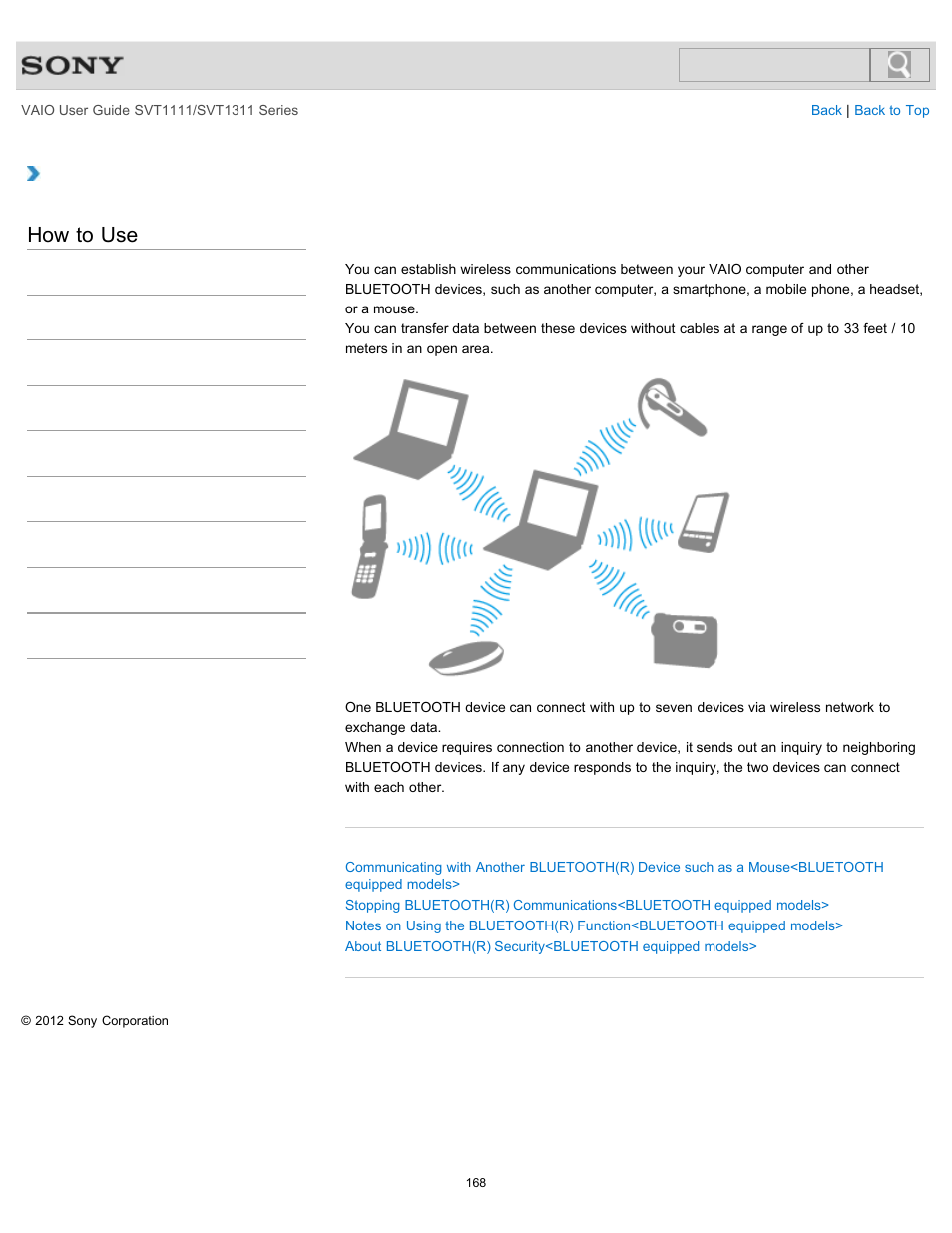 How to use | Sony SVT13118FXS User Manual | Page 168 / 345