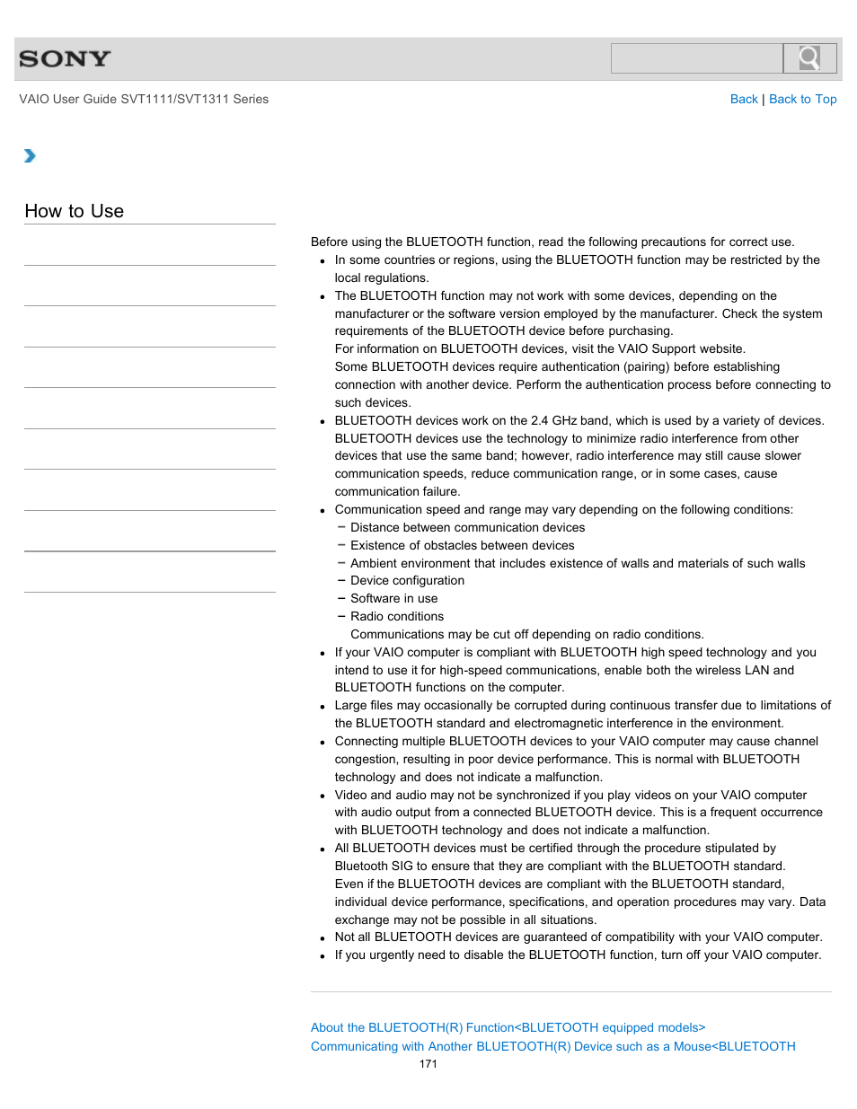 Models, How to use | Sony SVT13118FXS User Manual | Page 171 / 345