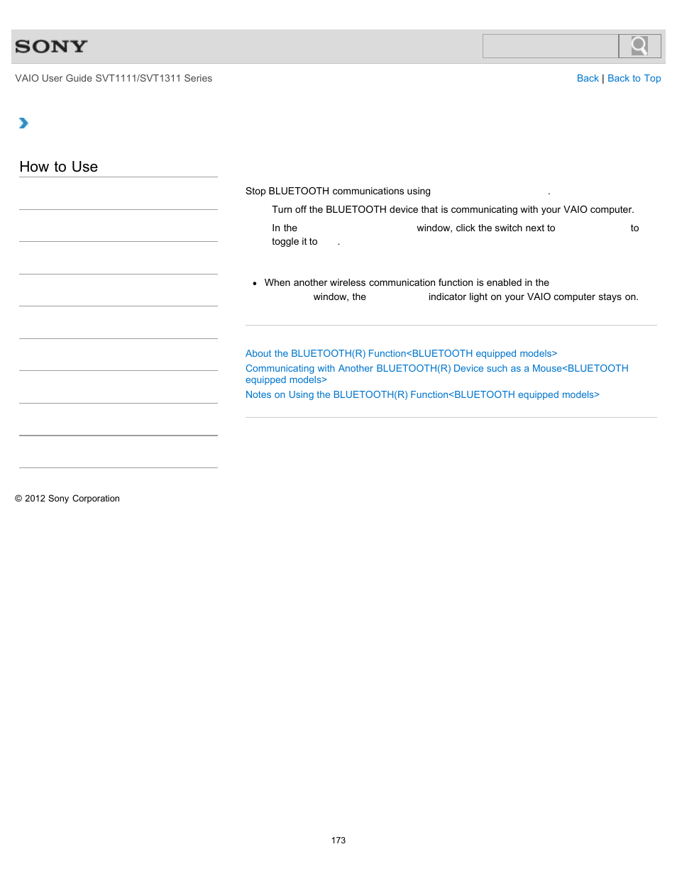 Click to search, How to use | Sony SVT13118FXS User Manual | Page 173 / 345