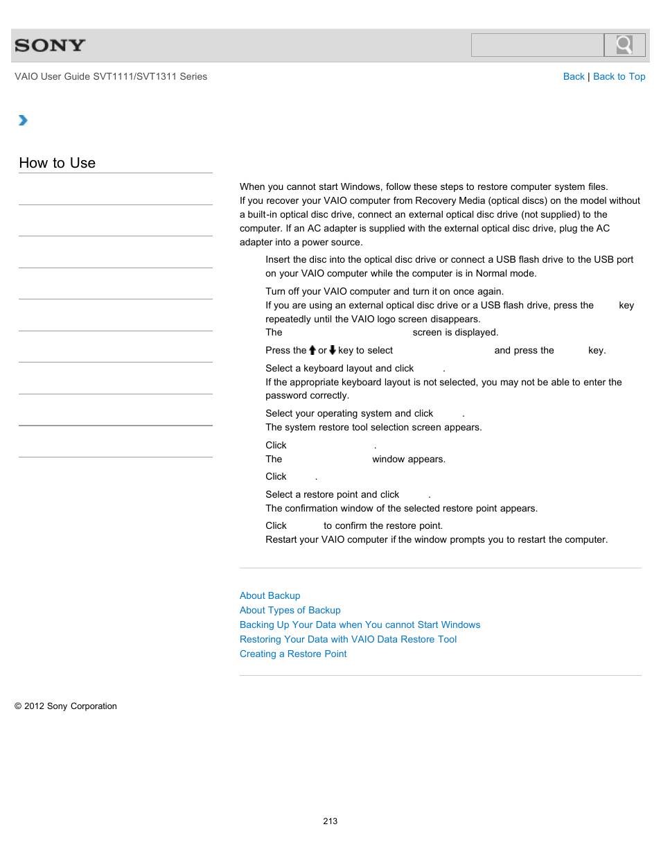 Windows, How to use | Sony SVT13118FXS User Manual | Page 213 / 345