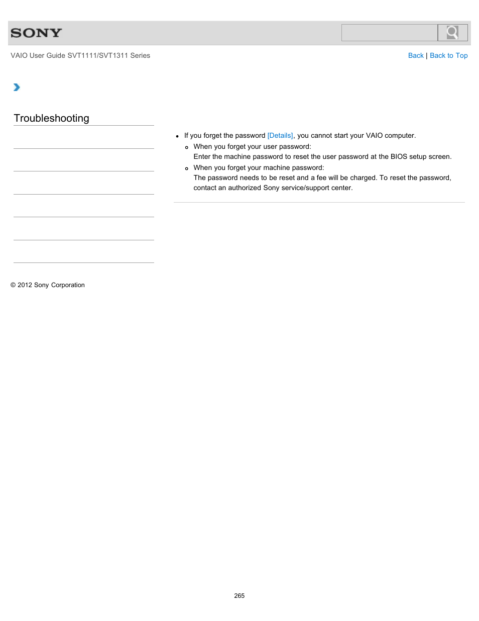 Computer, Troubleshooting | Sony SVT13118FXS User Manual | Page 265 / 345