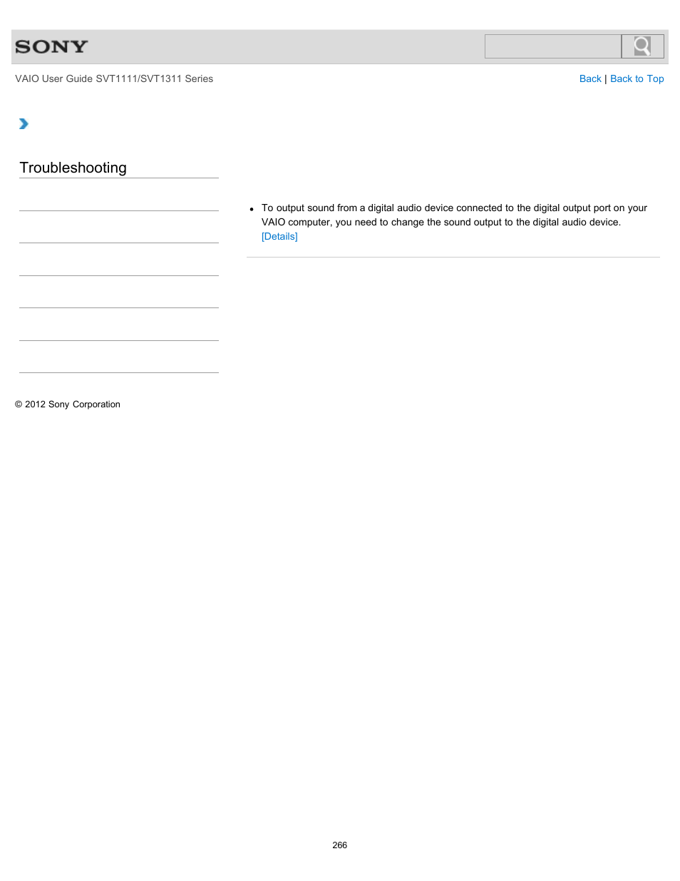 Troubleshooting | Sony SVT13118FXS User Manual | Page 266 / 345