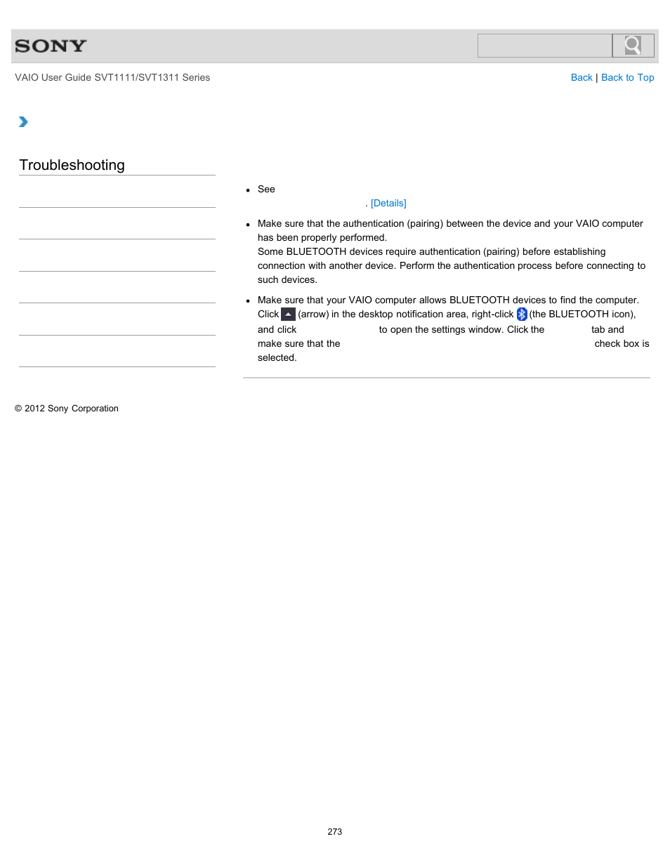 Computer, Troubleshooting | Sony SVT13118FXS User Manual | Page 273 / 345