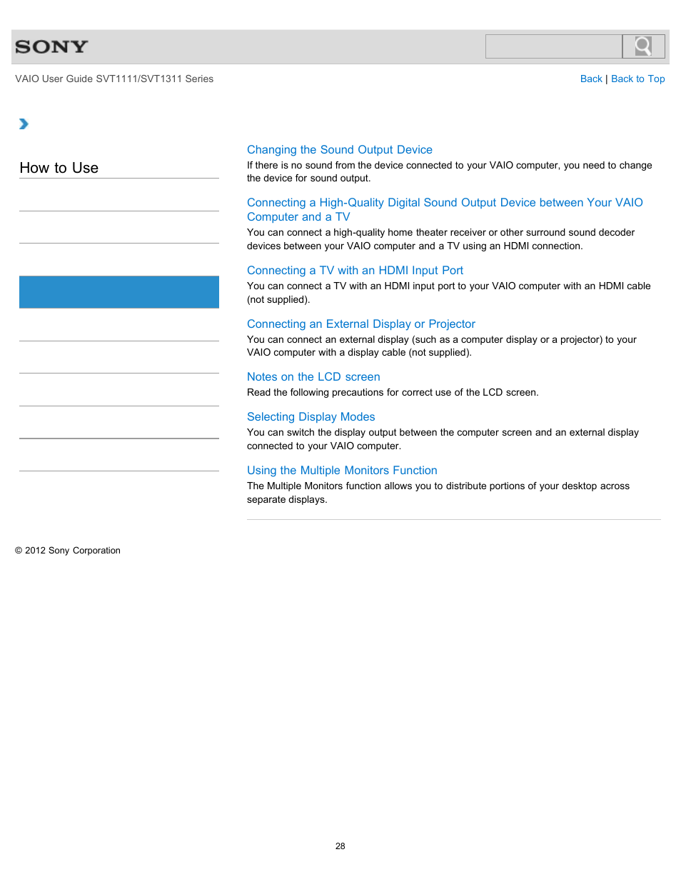 Peripheral device, How to use | Sony SVT13118FXS User Manual | Page 28 / 345