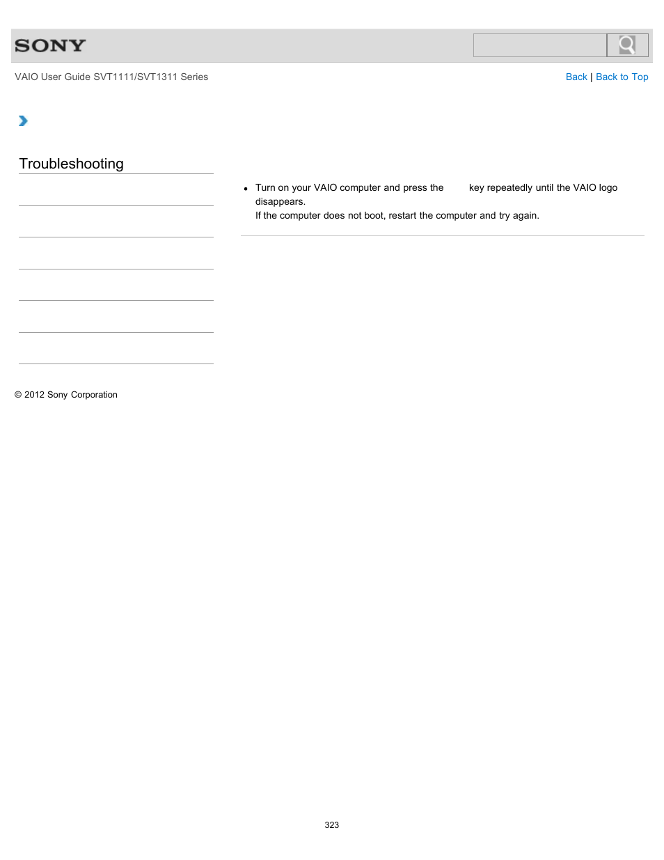 Drive, Troubleshooting | Sony SVT13118FXS User Manual | Page 323 / 345