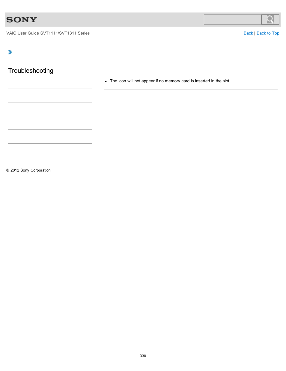 Troubleshooting | Sony SVT13118FXS User Manual | Page 330 / 345