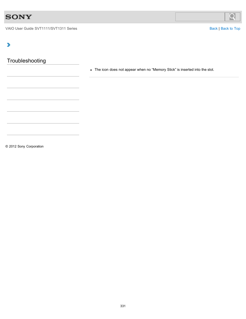 Troubleshooting | Sony SVT13118FXS User Manual | Page 331 / 345