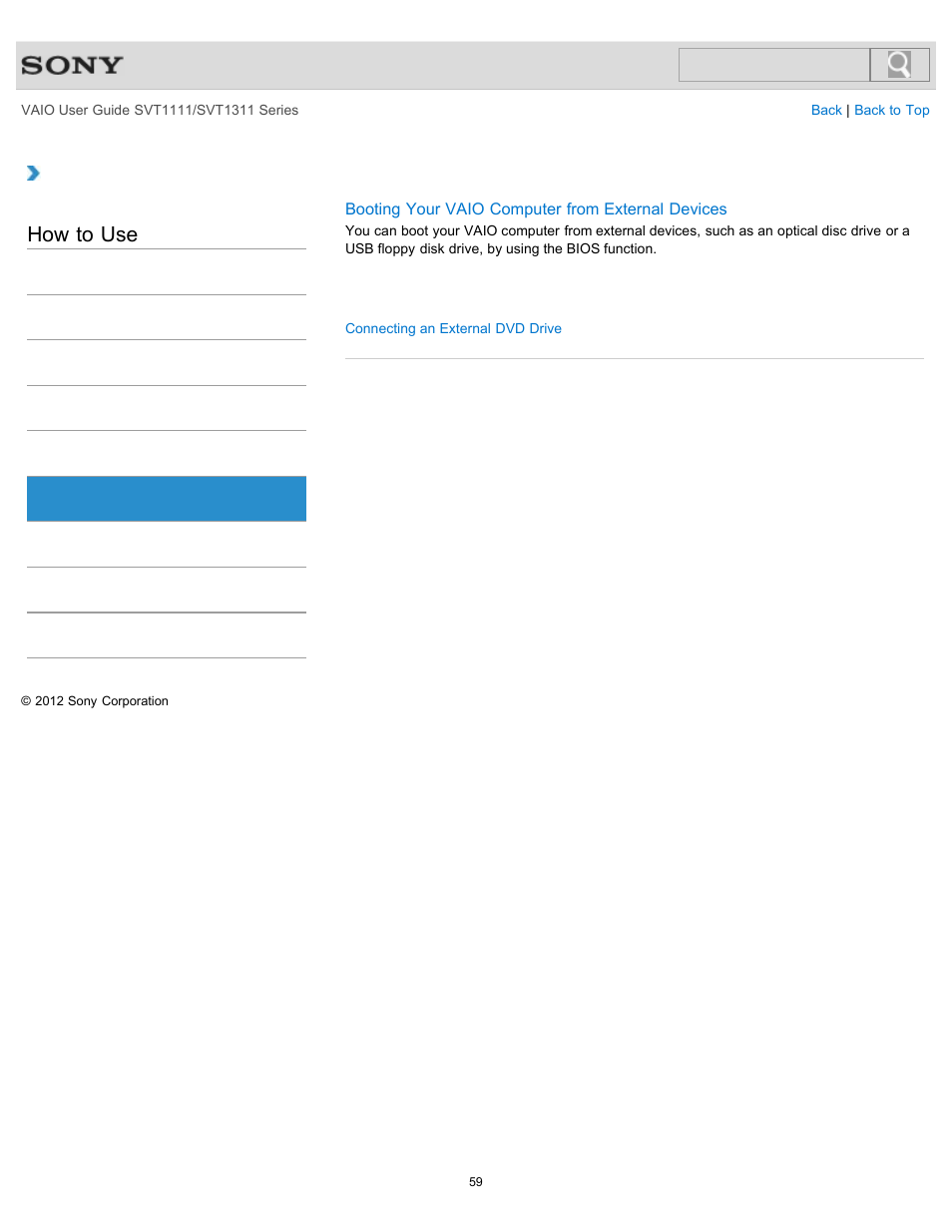 Cd/dvd/bd, How to use | Sony SVT13118FXS User Manual | Page 59 / 345