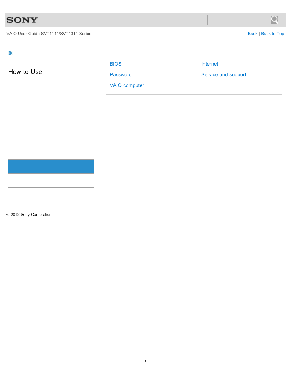 Security, How to use | Sony SVT13118FXS User Manual | Page 8 / 345