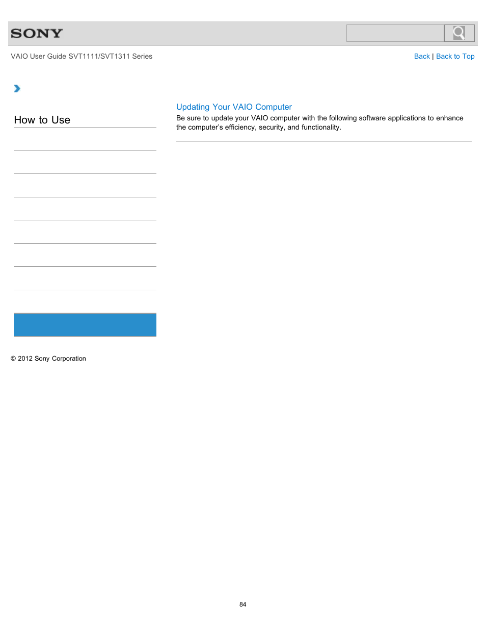 Security, How to use | Sony SVT13118FXS User Manual | Page 84 / 345