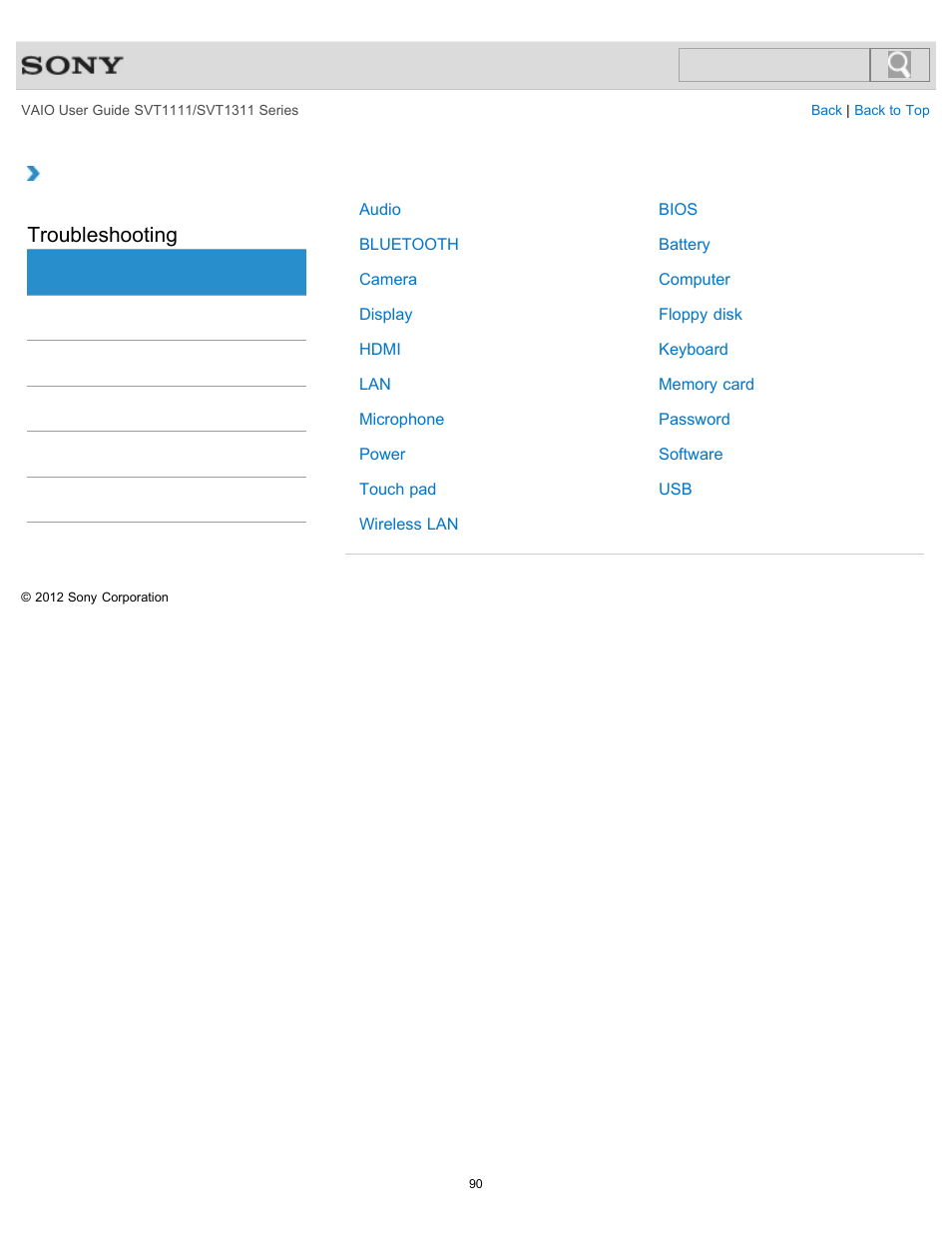 Hardware, Troubleshooting | Sony SVT13118FXS User Manual | Page 90 / 345