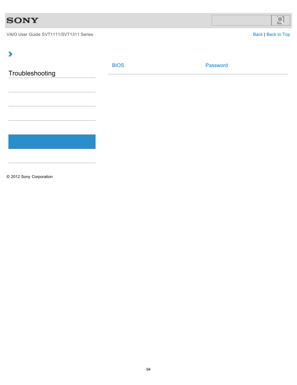 Security, Troubleshooting | Sony SVT13118FXS User Manual | Page 94 / 345