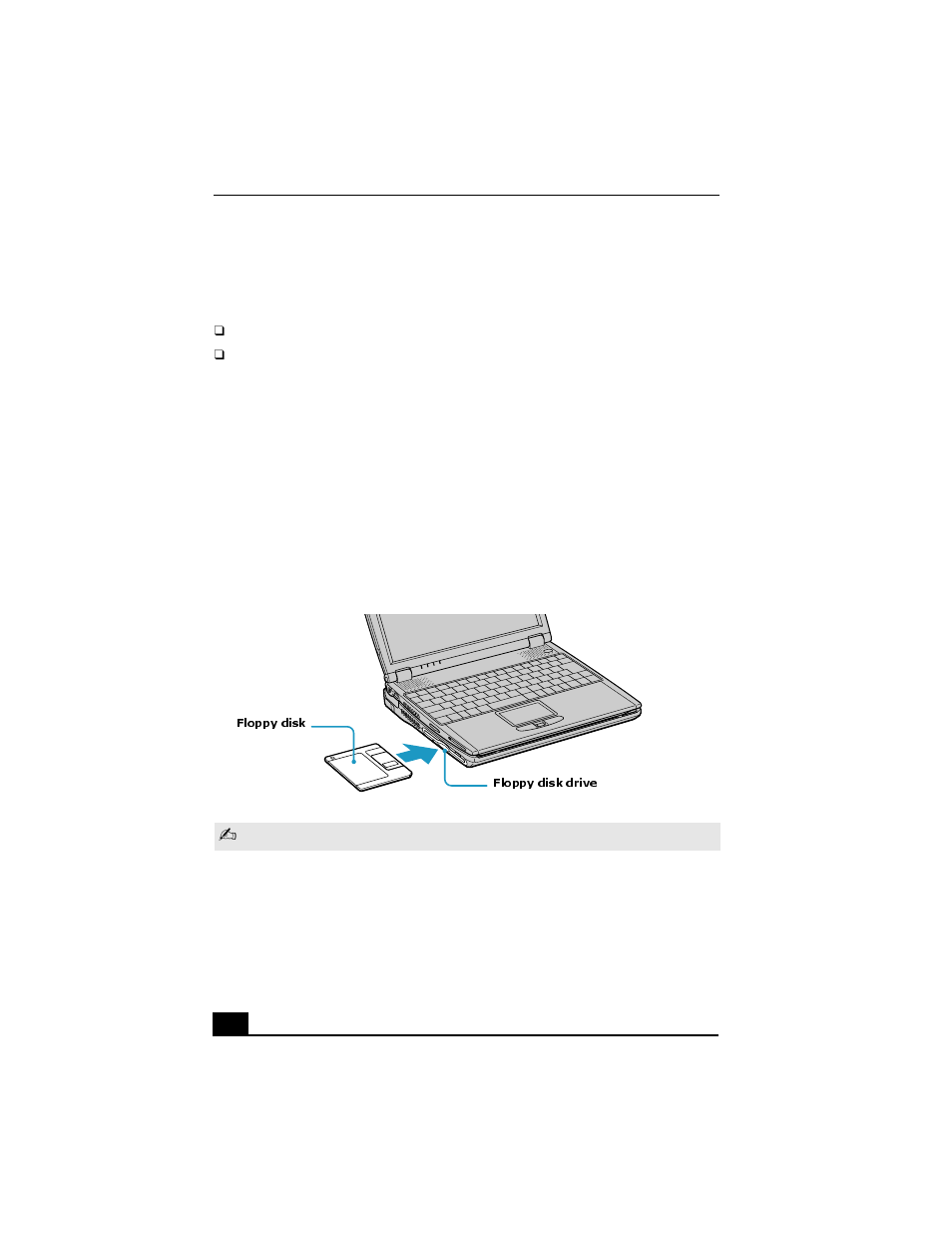 Using floppy disk drives, Inserting and removing floppy disks | Sony PCG-R505GL User Manual | Page 98 / 196