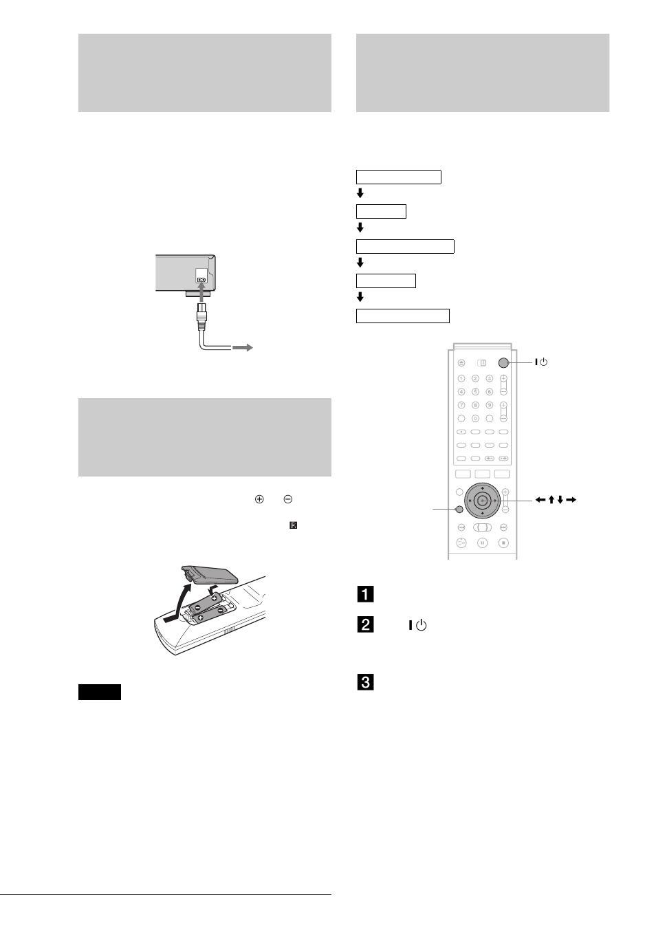 Step 5: connecting the power cord, Step 6: preparing the remote, Step 7: easy setup | Sony RDR-GX7 User Manual | Page 22 / 112