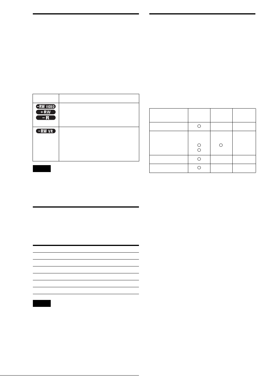 About recording formats, Recording mode, Unrecordable pictures | Differences between the disc types, About pictures with copy control signals | Sony RDR-GX7 User Manual | Page 36 / 112