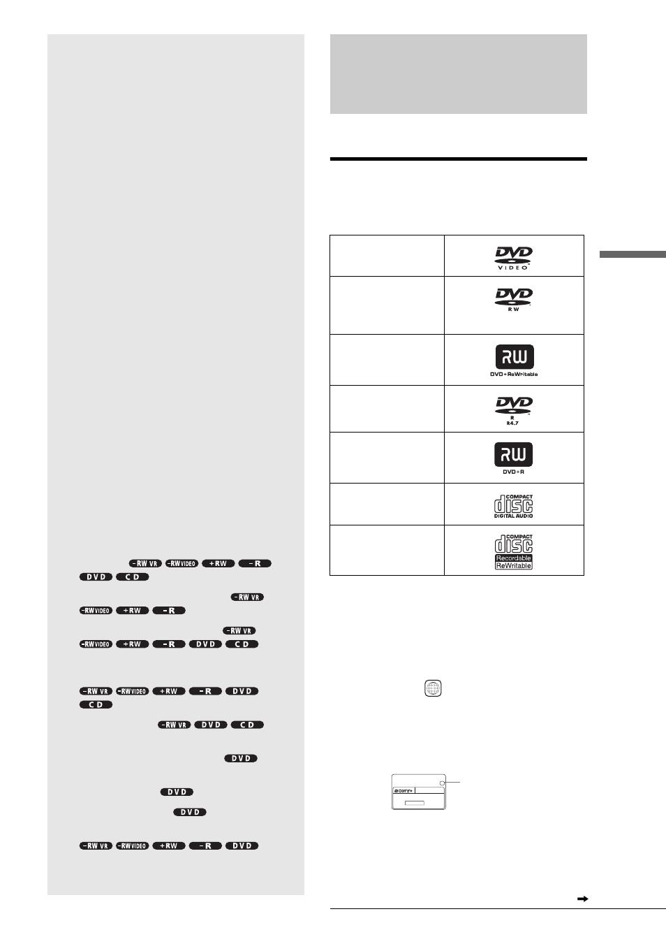 Playback, Before playing, Playable discs | Pl ay back, Region code (dvd video only) | Sony RDR-GX7 User Manual | Page 49 / 112