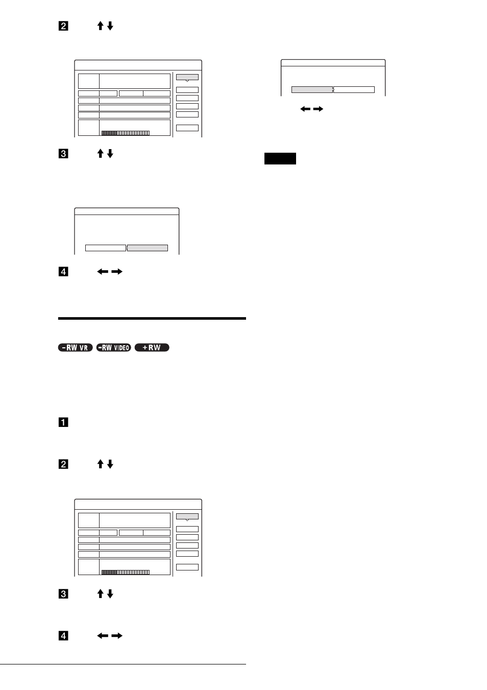 Reformatting a disc (format), D press < / , to select “ok,” then press enter, A press tools while the disc is in the recorder | C press m / m to select “format,” then press enter, The disc information display appears, The titles are erased, The tools menu appears, The display asks for confirmation, Labeling, protecting, or finalizing the disc | Sony RDR-GX7 User Manual | Page 74 / 112