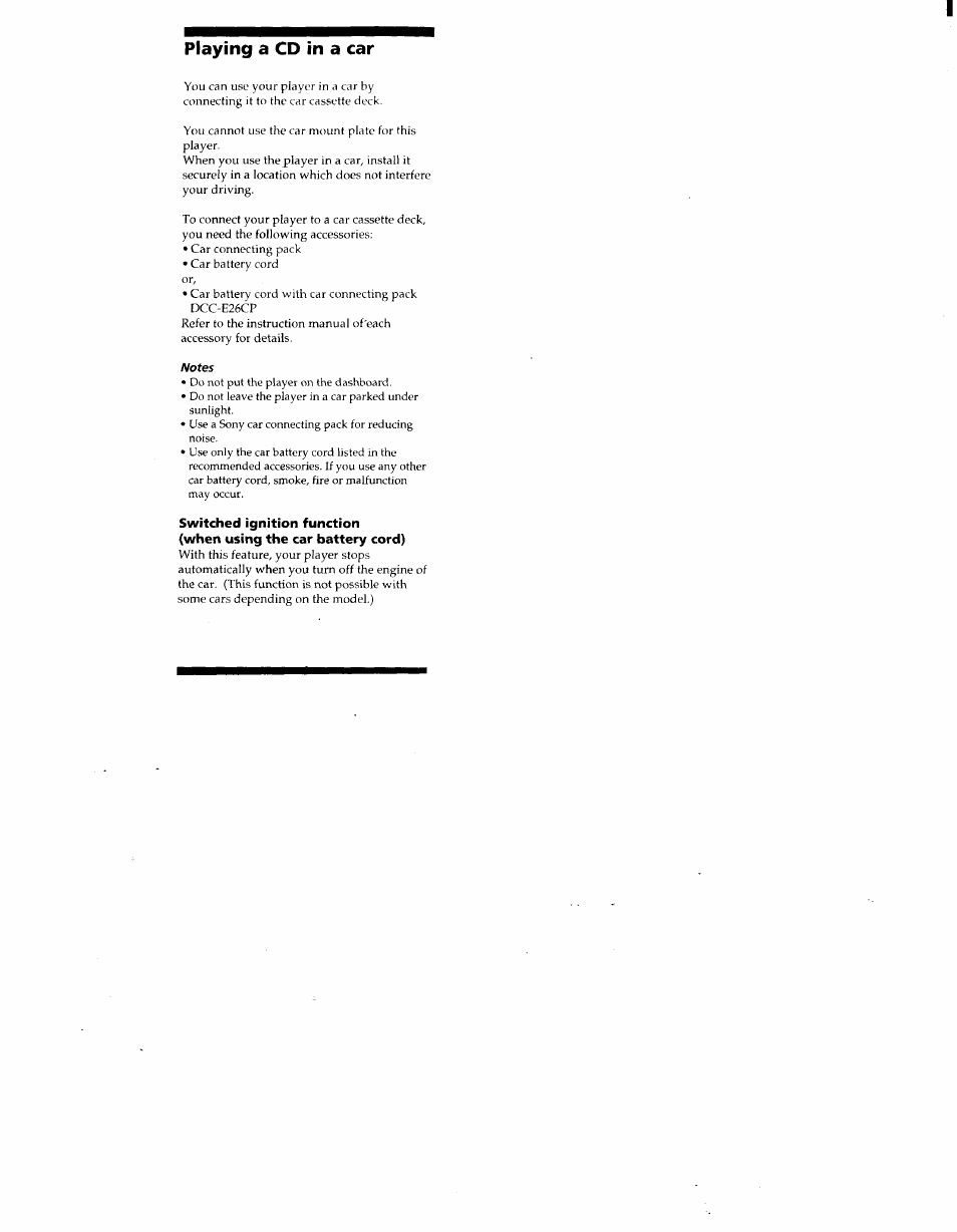 Playing a cd in a car | Sony D-ES55 User Manual | Page 14 / 26