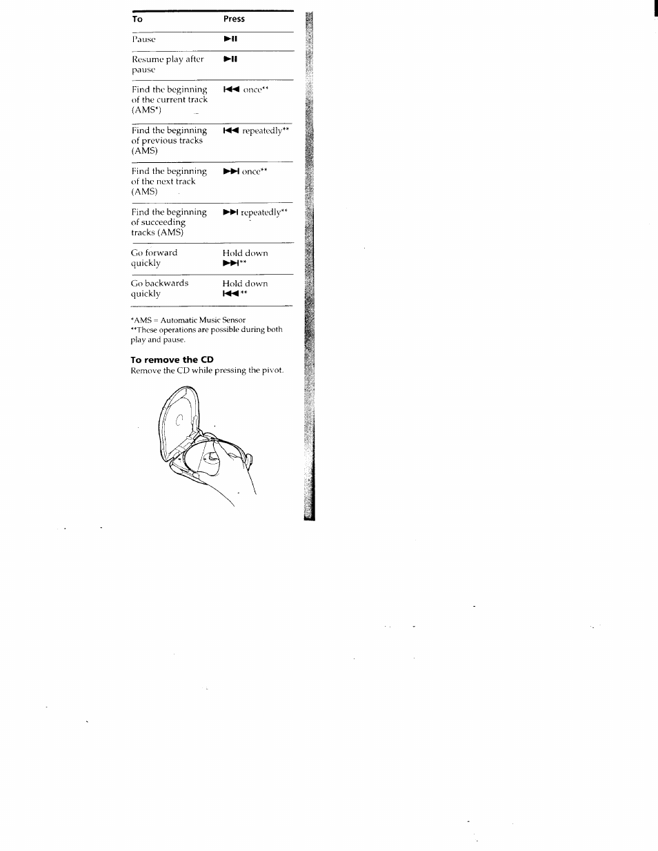To remove the cd | Sony D-ES55 User Manual | Page 5 / 26