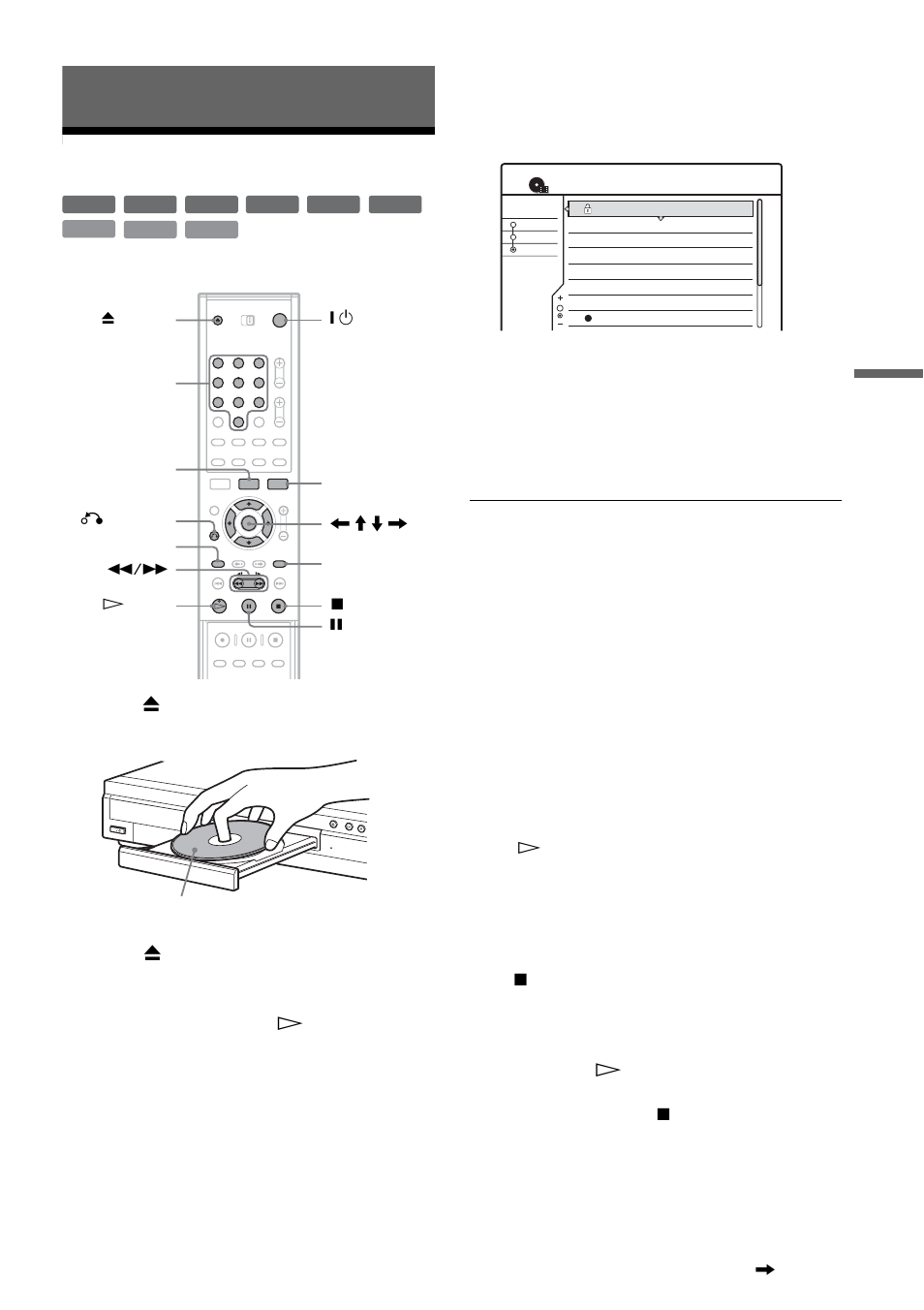 Playback, Playing, Playing 1 | Press z open/close to close the disc tray, Press title list, Select the title, and press enter, Select “play,” and press enter, The sub-menu appears, Press, Stop | Sony RDR-GX300 User Manual | Page 51 / 104