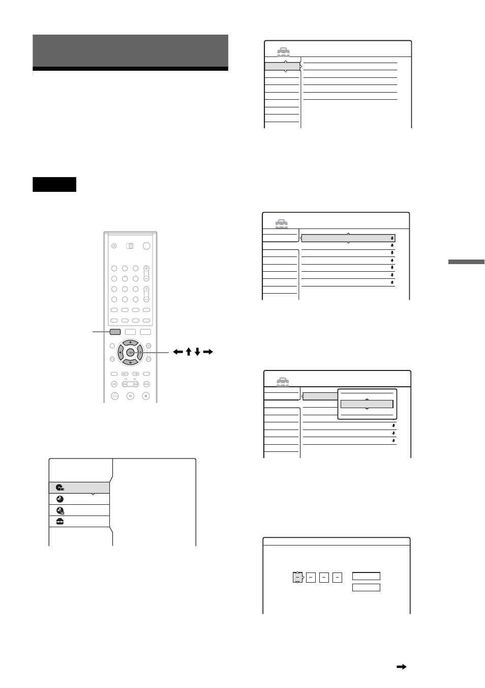 Settings and adjustments, Using the setup displays, Select “setup,” and press enter | The system menu appears, The setup display appears | Sony RDR-GX300 User Manual | Page 69 / 104