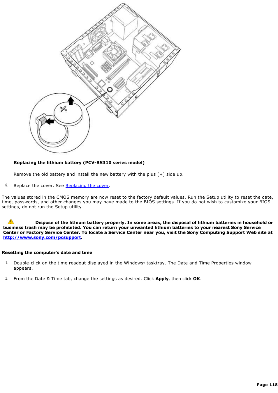 Sony PCV-RS314P User Manual | Page 118 / 161