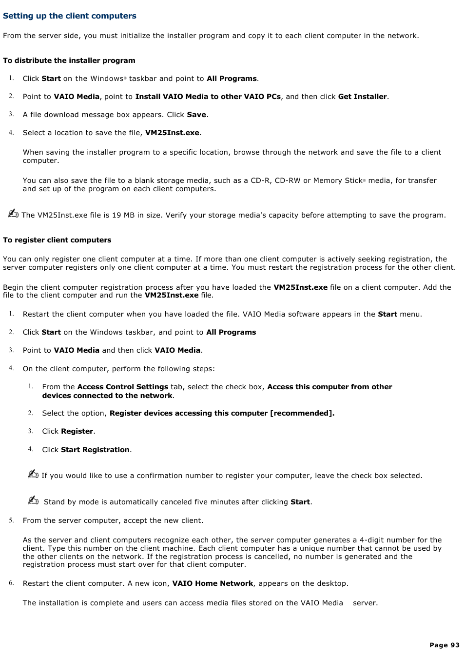 Setting up the client computers | Sony PCV-RS314P User Manual | Page 93 / 161