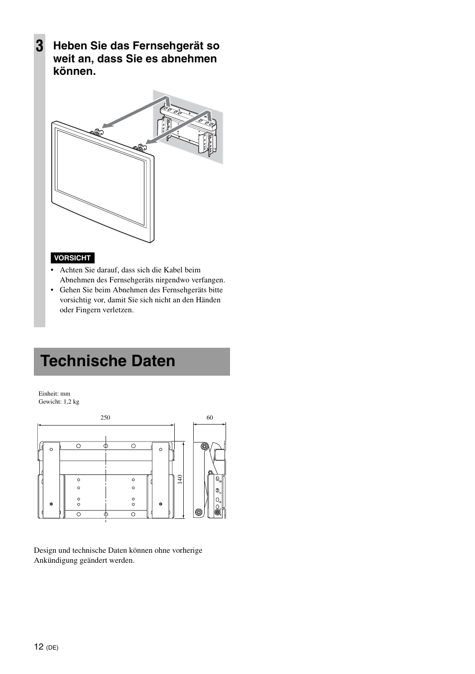 Technische daten | Sony KDL-26S3000R User Manual | Page 48 / 112