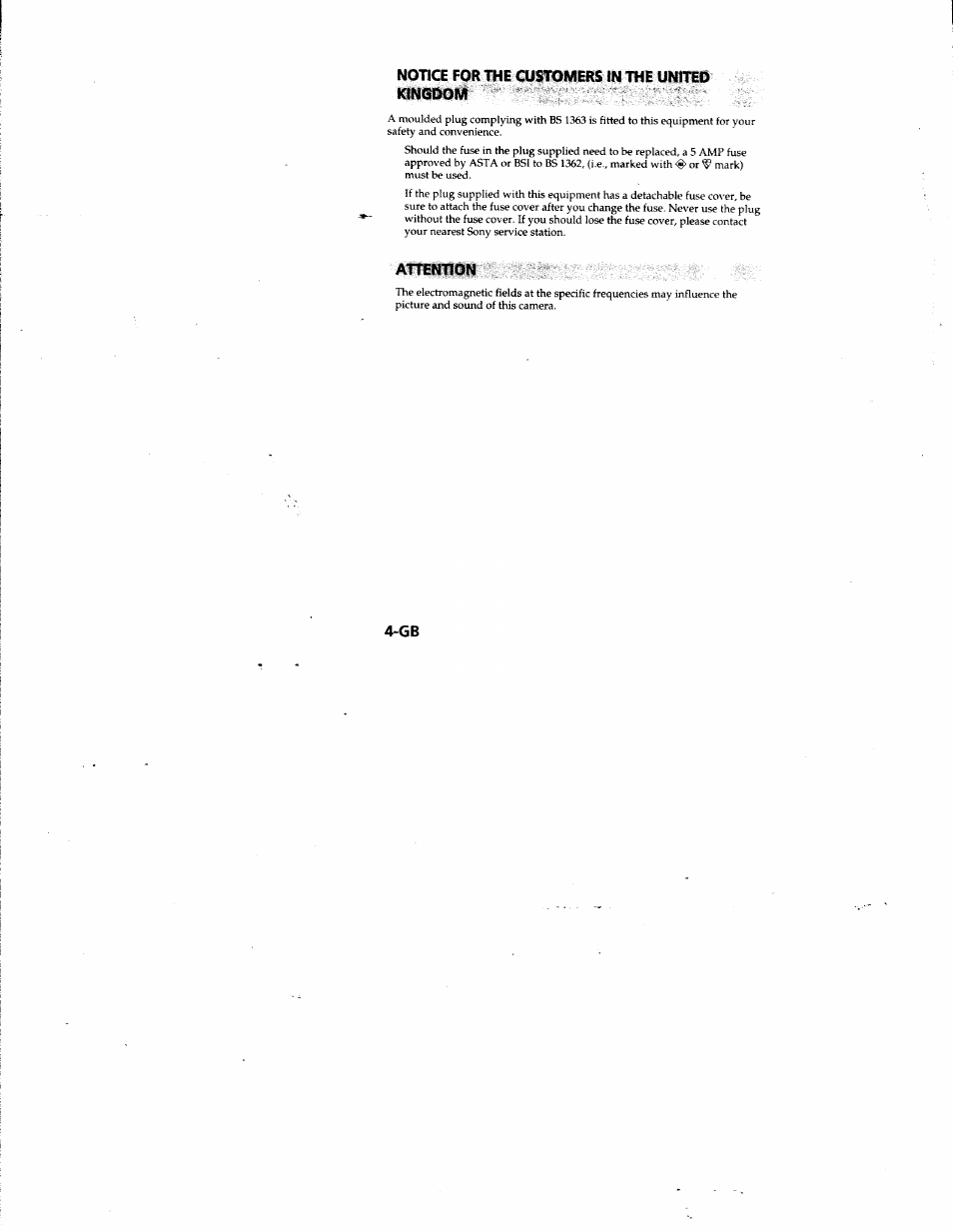 Notice for the customers in the united kingdom, Attention | Sony MVC-FD81 User Manual | Page 4 / 86